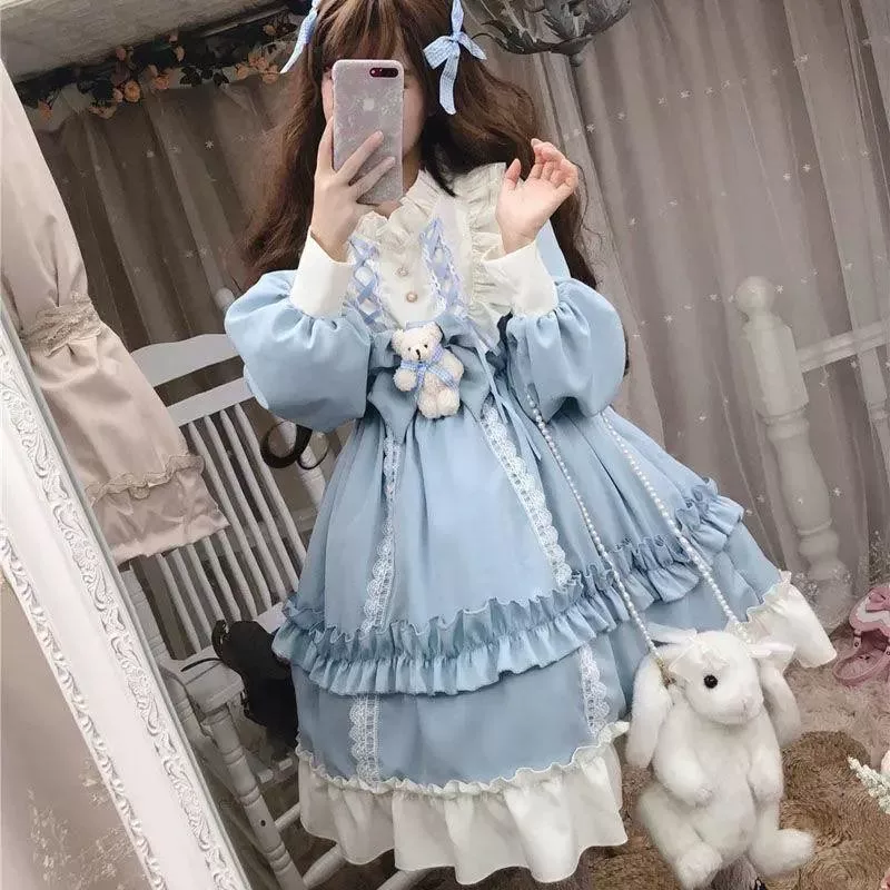 甘ロリータ テディベアリボン スウィートドレス