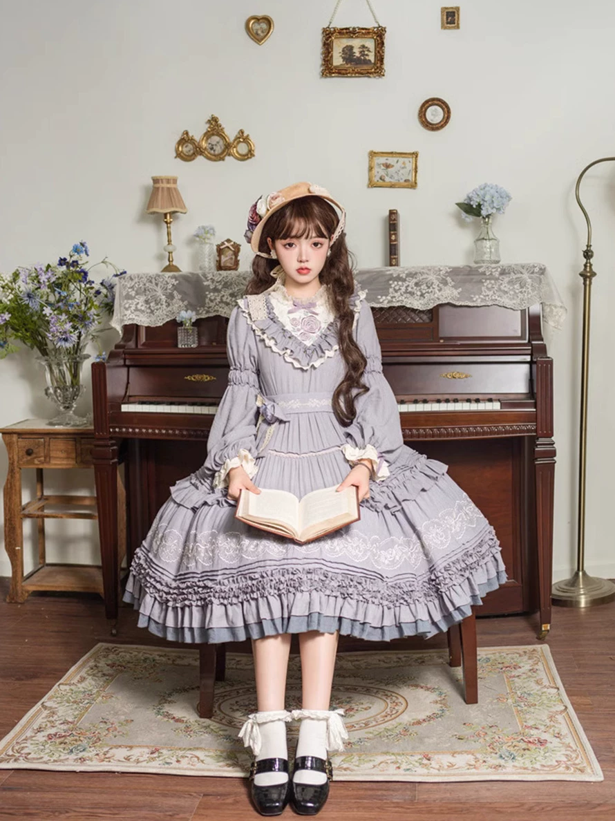 甘ロリータ クラシカルローズ レースフリルのお嬢様ドレス