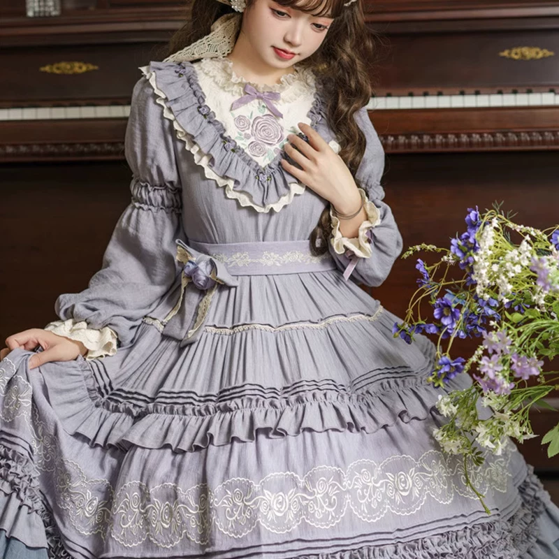 甘ロリータ クラシカルローズ レースフリルのお嬢様ドレス