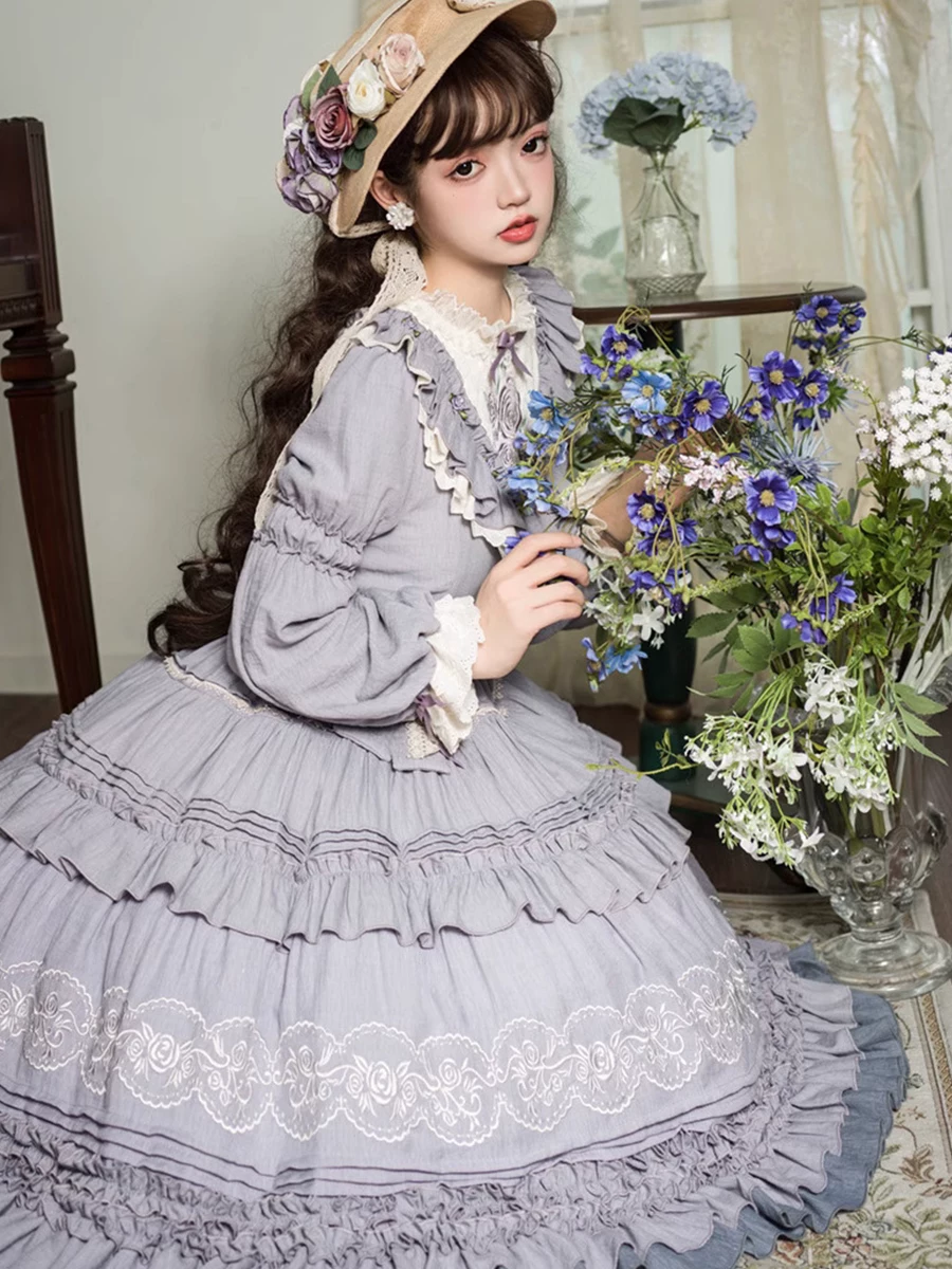 甘ロリータ クラシカルローズ レースフリルのお嬢様ドレス