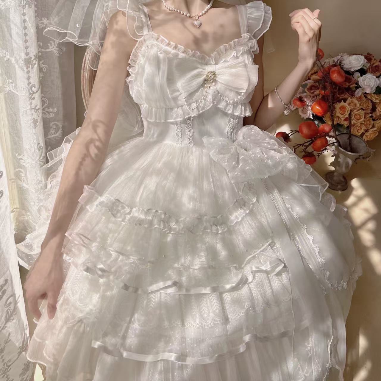 甘ロリータ ムーンシャドウスターリバー・ウェディングサスペンダードレス