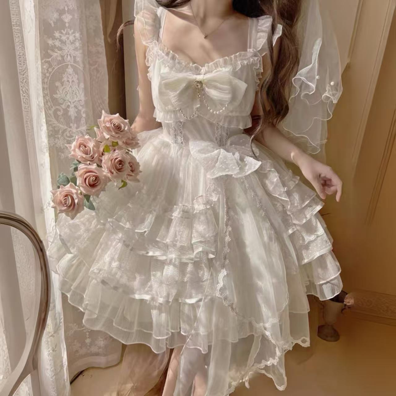 甘ロリータ ムーンシャドウスターリバー・ウェディングサスペンダードレス