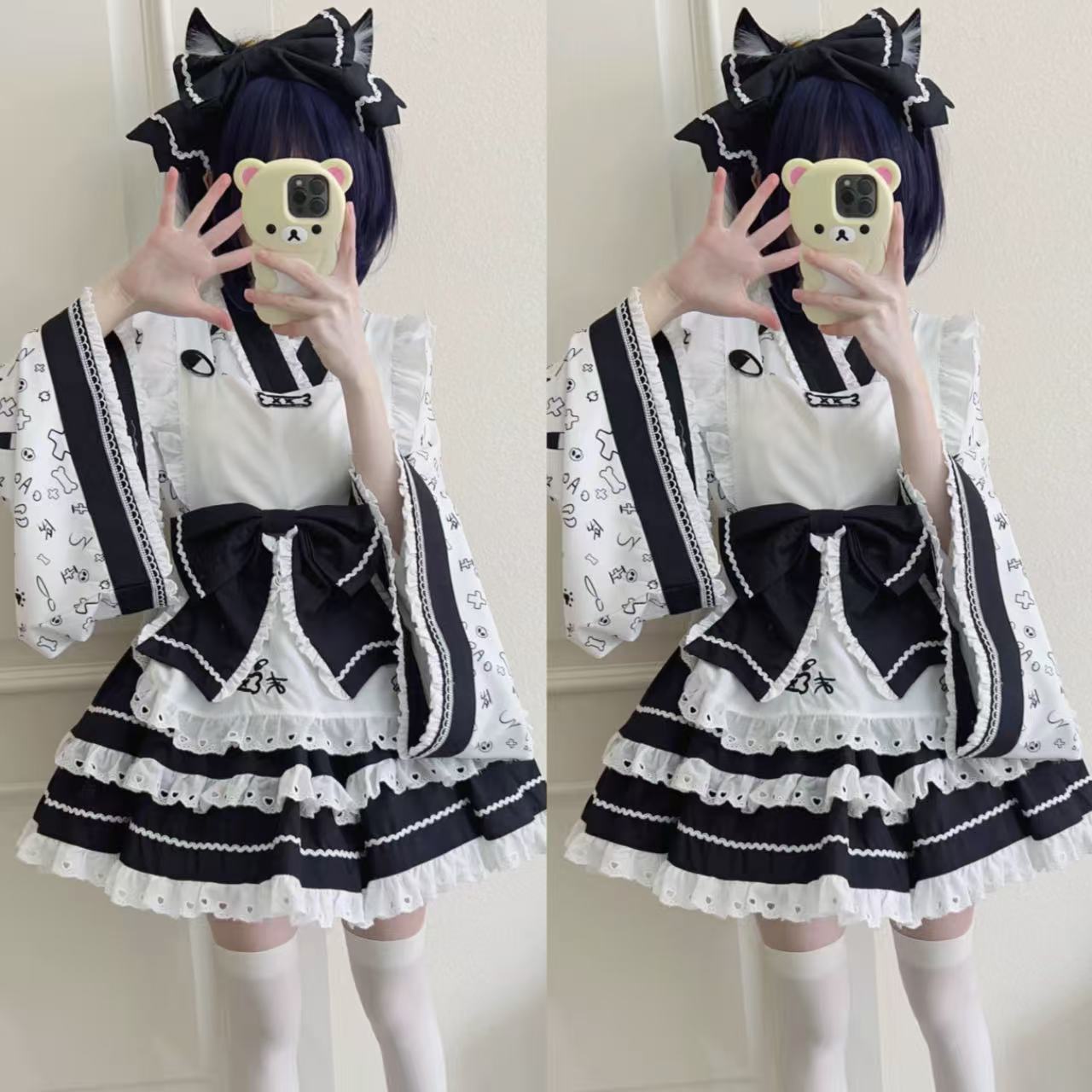 【ロリータ】和風ロリータ　メイド風　甘くて可愛い　ワンピース　ドレス