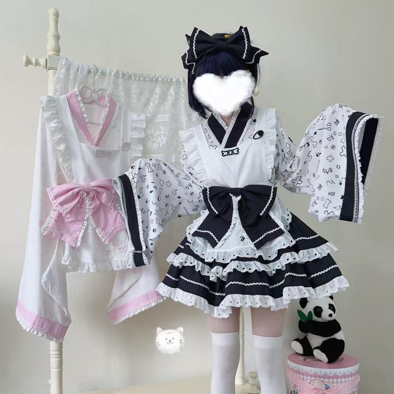 【ロリータ】和風ロリータ　メイド風　甘くて可愛い　ワンピース　ドレス