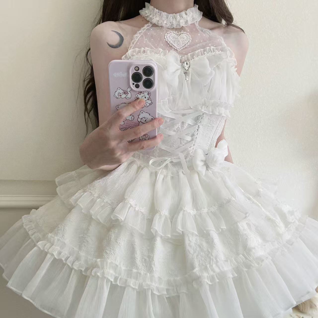 ホワイトシュガーガール 【ロリータワンピース】 ホルターネック 夏服 オリジナルデザイン新作