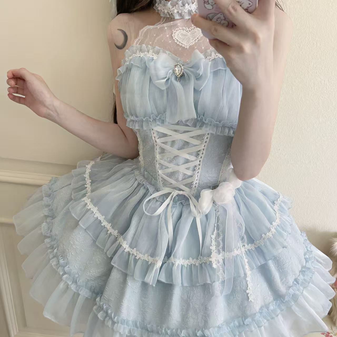 ホワイトシュガーガール 【ロリータワンピース】 ホルターネック 夏服 オリジナルデザイン新作