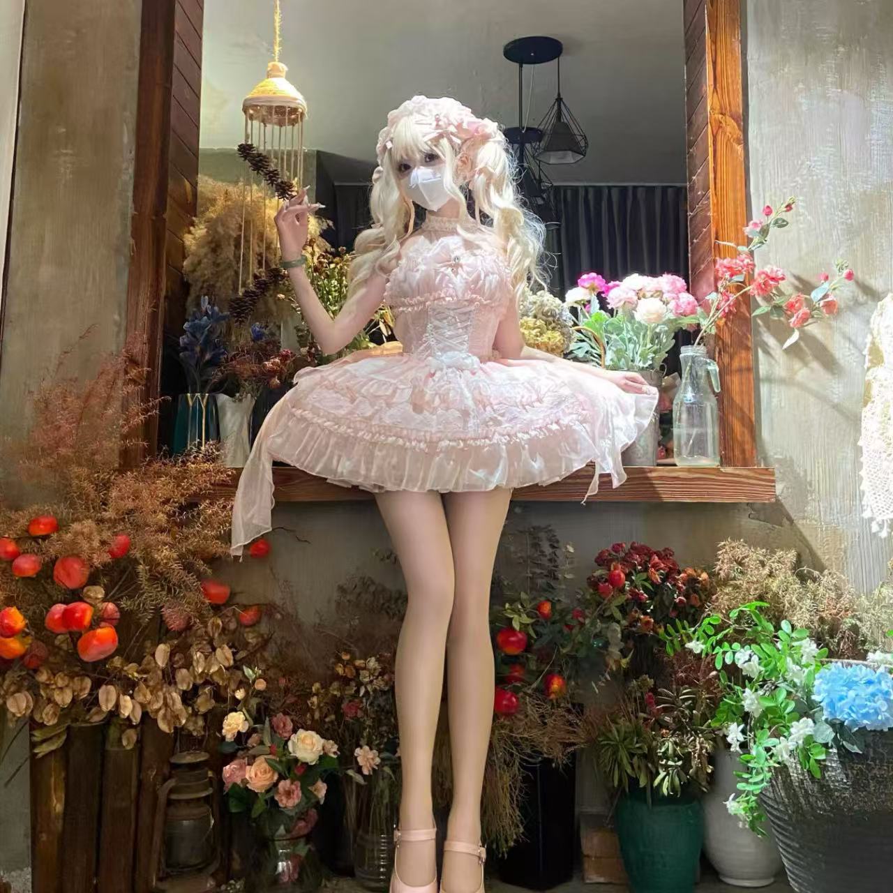 ホワイトシュガーガール 【ロリータワンピース】 ホルターネック 夏服 オリジナルデザイン新作