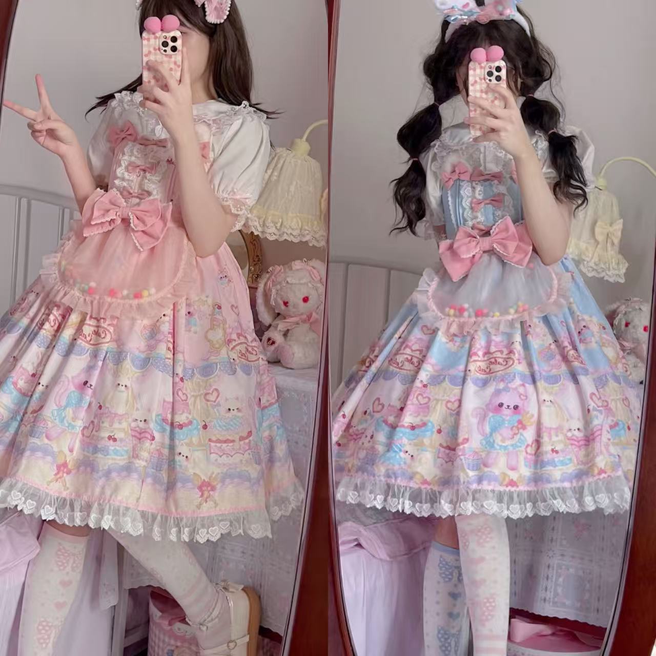【ロリータ】猫パティシエ オリジナルデザイン ホワイトシュガーガール JSK ドレス