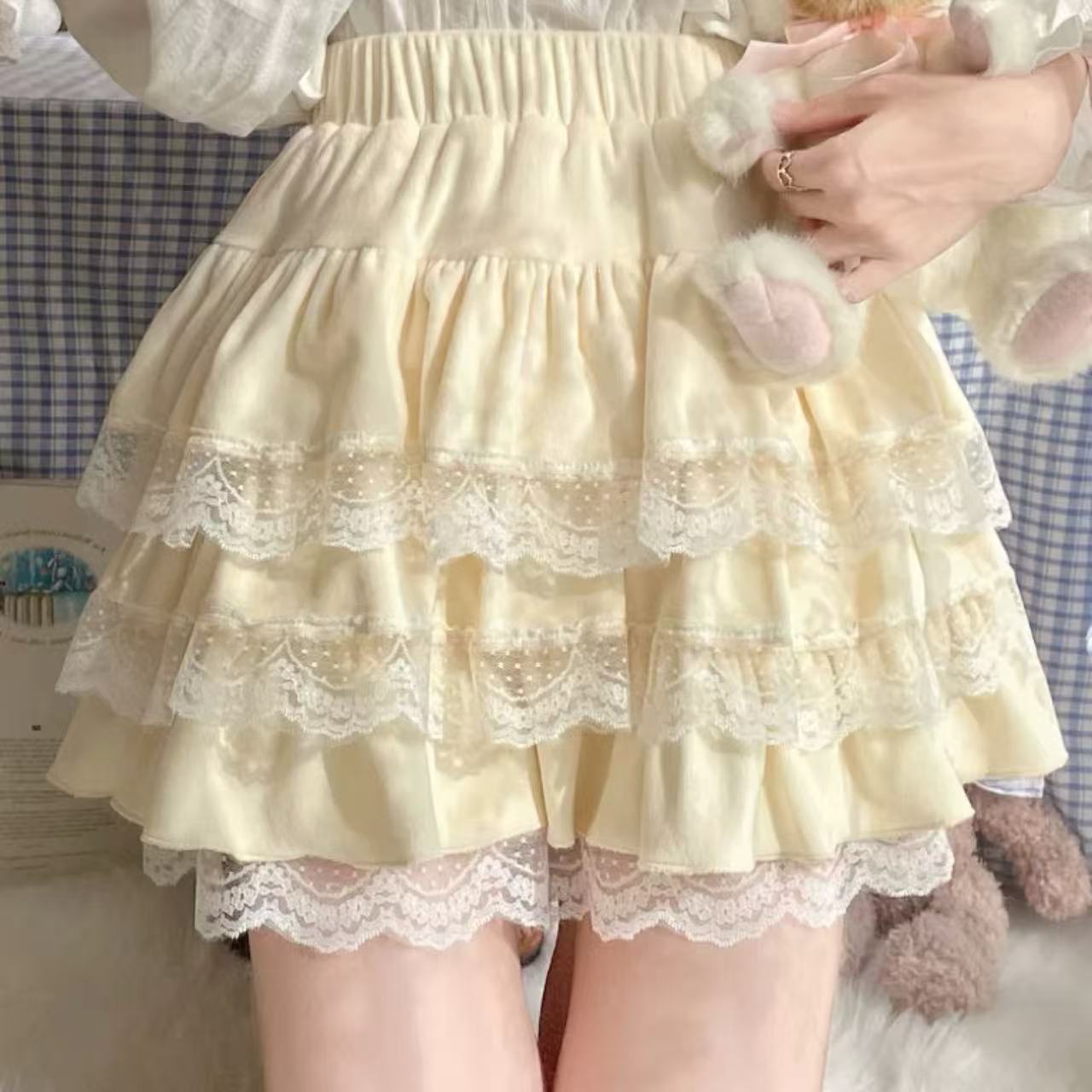 甘ロリータ レースケーキチュチュ・ミニ丈スカート