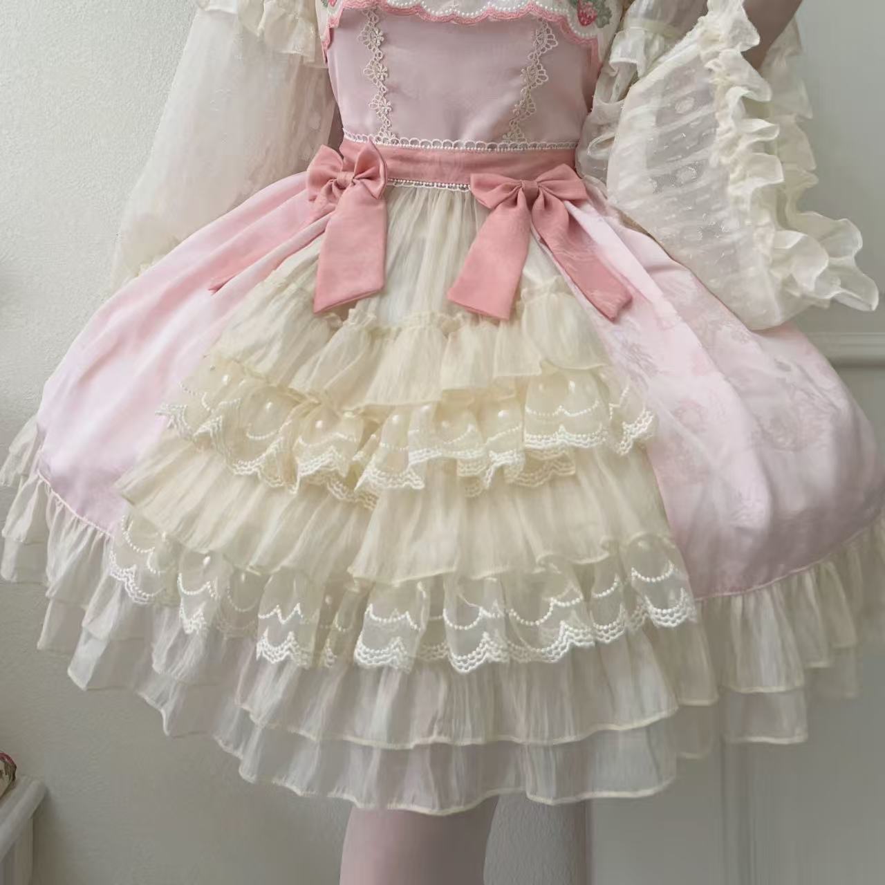 【ロリータワンピース】ムーンラビット新作 オリジナルデザイン JSKサスペンダーワンピース 夏 ホワイトシュガーガール