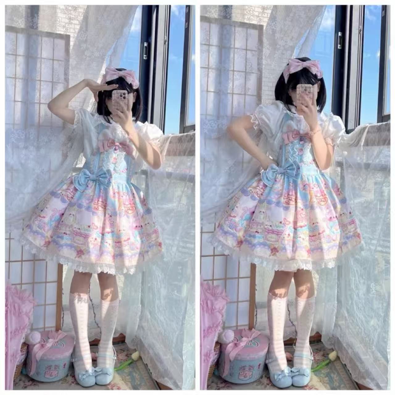 甘ロリータ 猫パティシエ・サスペンダースカート