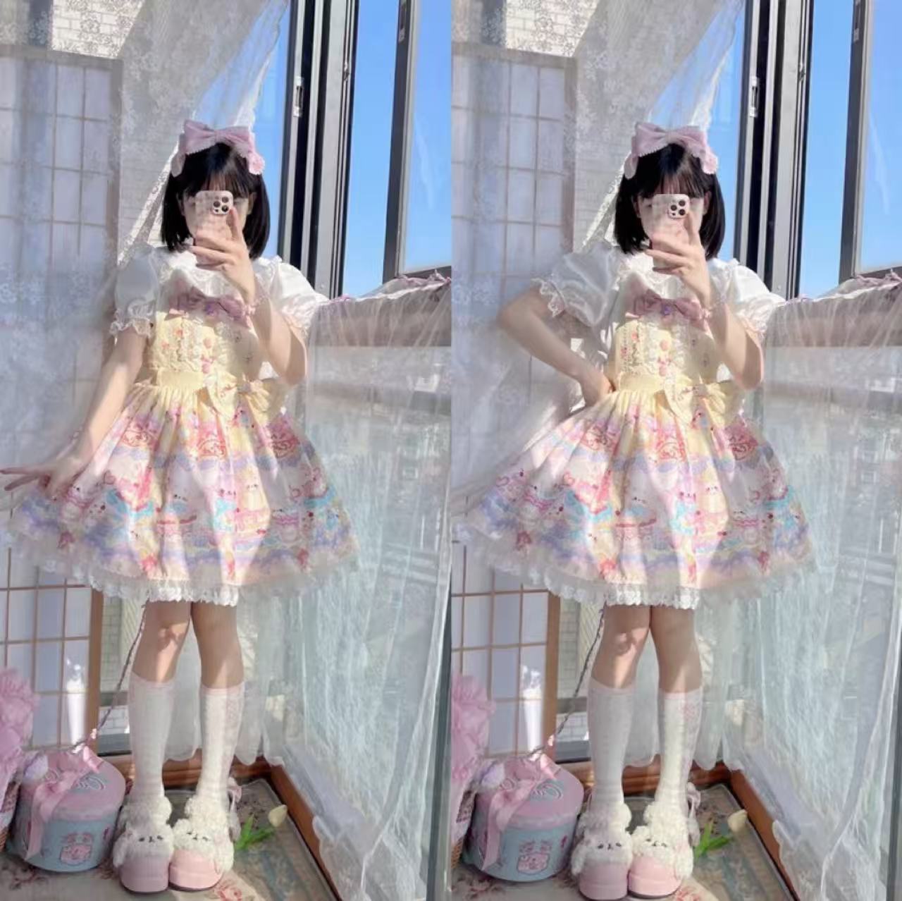 甘ロリータ 猫パティシエ・サスペンダースカート