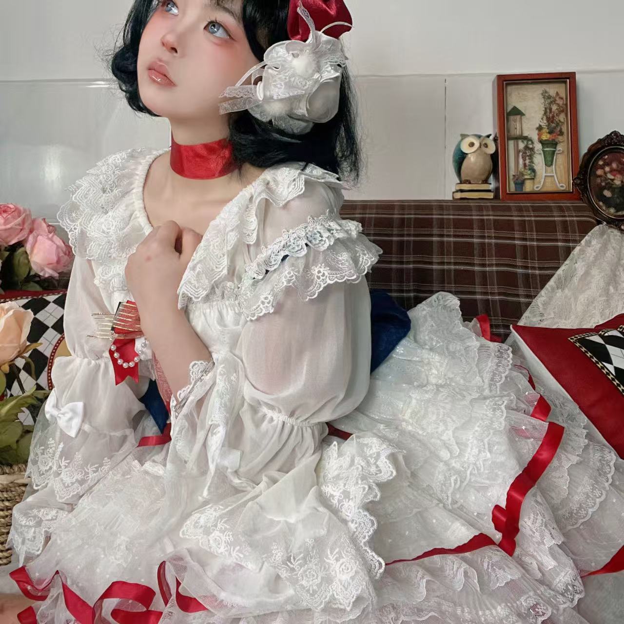 甘ロリータ ホワイトシュガーガール・白雪姫サスペンダードレス