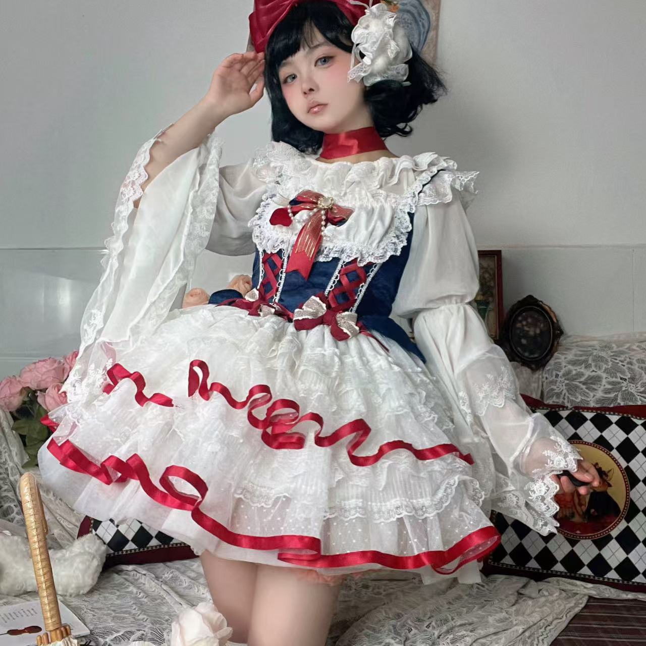 甘ロリータ ホワイトシュガーガール・白雪姫サスペンダードレス