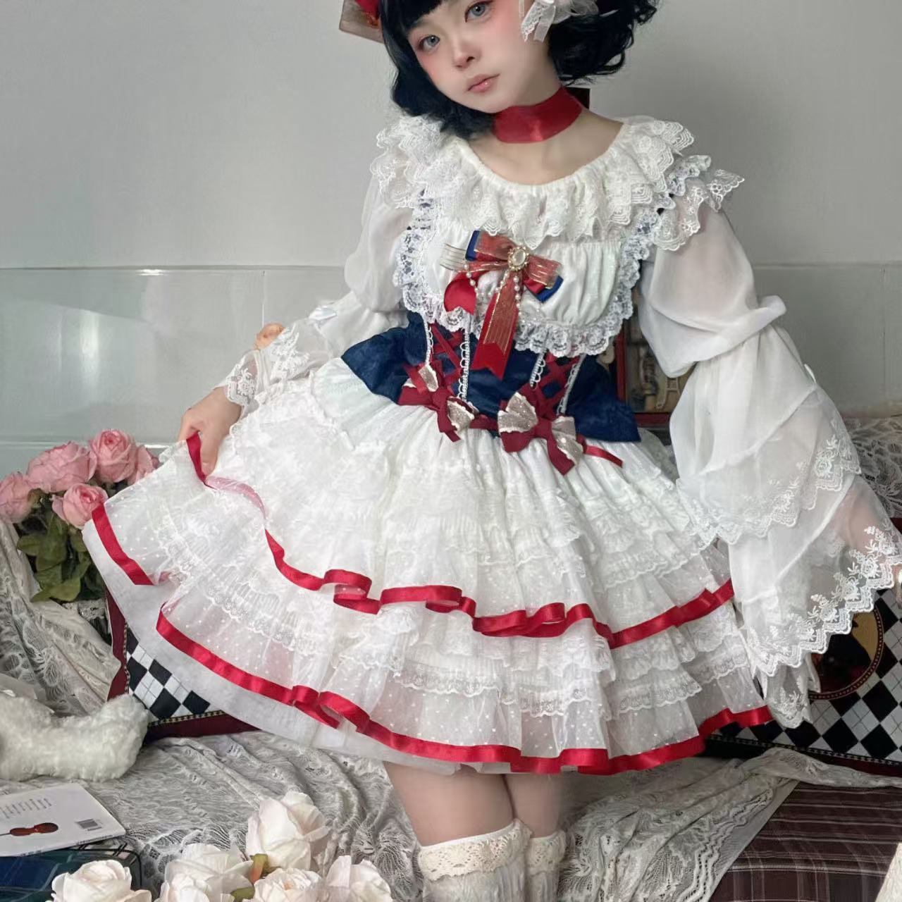 甘ロリータ ホワイトシュガーガール・白雪姫サスペンダードレス