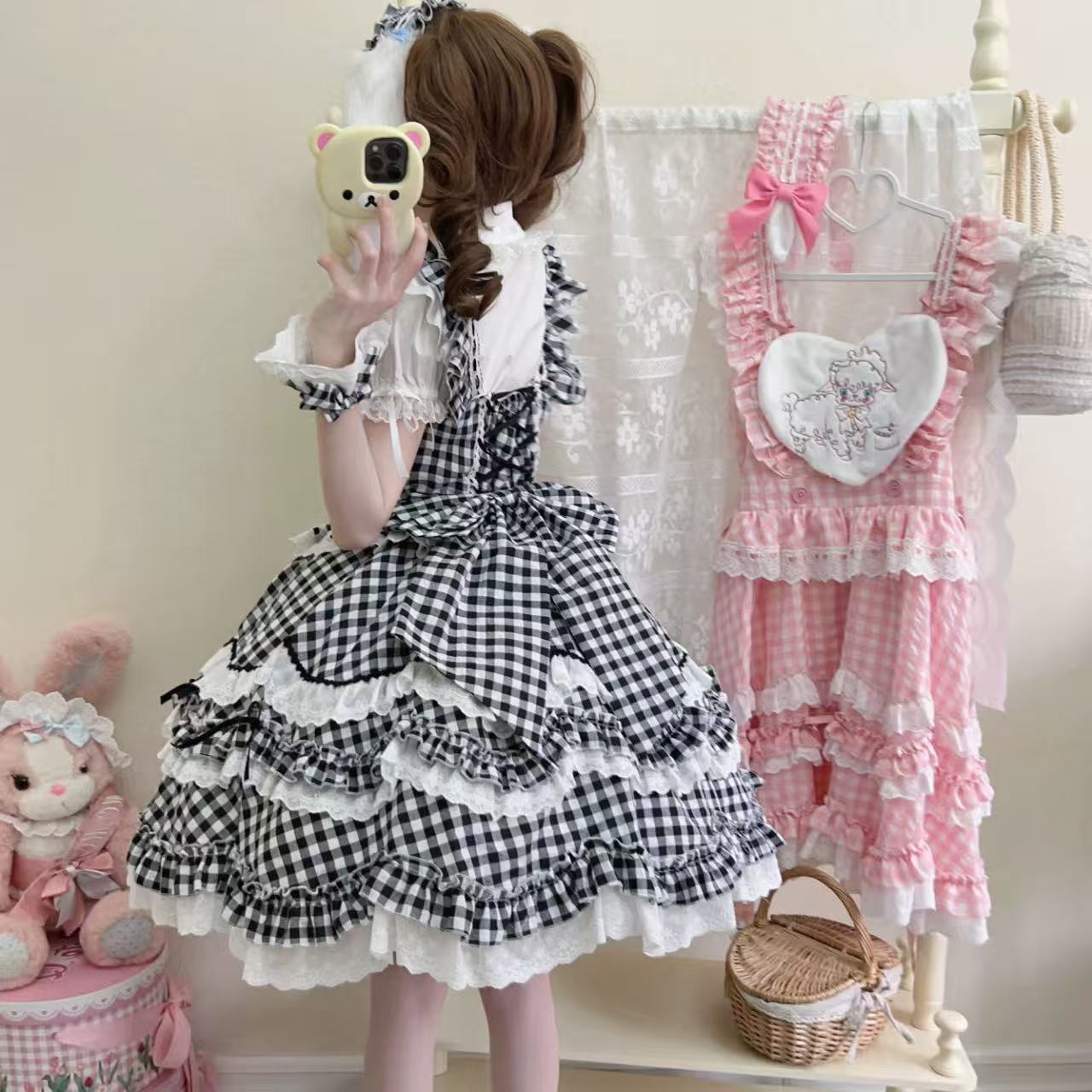 甘ロリータ ホワイトシュガーガール・サスペンダードレス