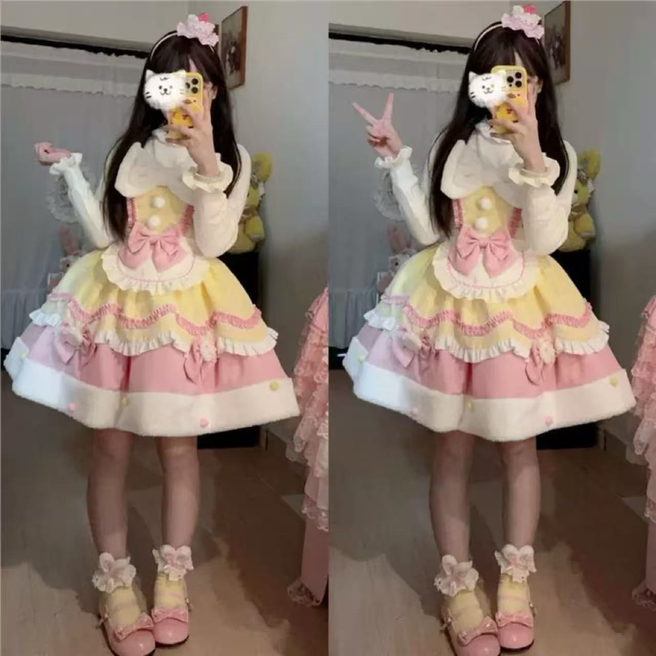 甘ロリータ ホワイトシュガーガール・ウィンターサスペンダードレス