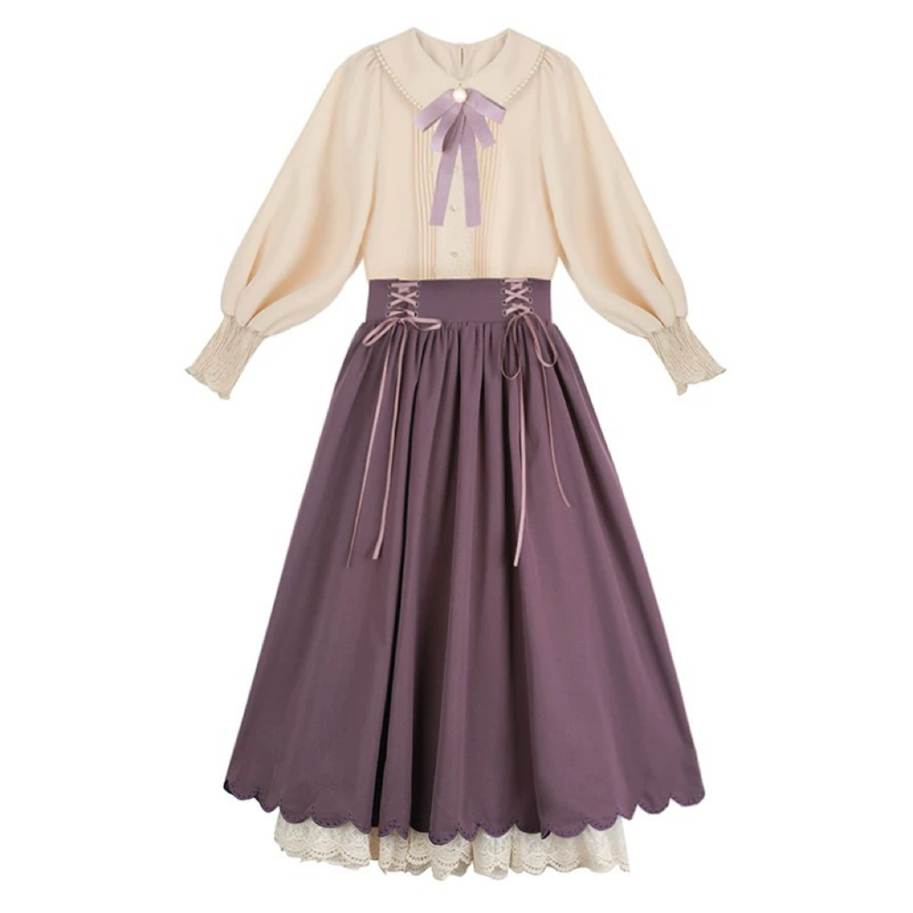 クラシカルロリータ 姫袖レース付きワンピース