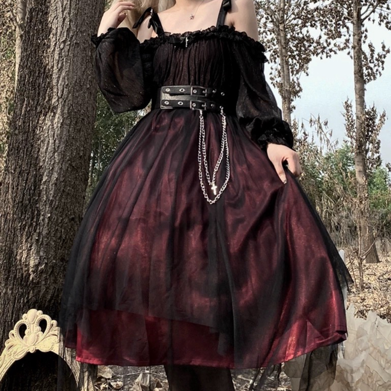ゴスロリ 森の妖精風ゴシックロリータワンピース