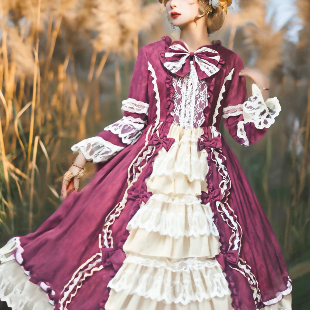 クラシカルロリータ ベルフレアスリーブプリンセスドレスワンピース