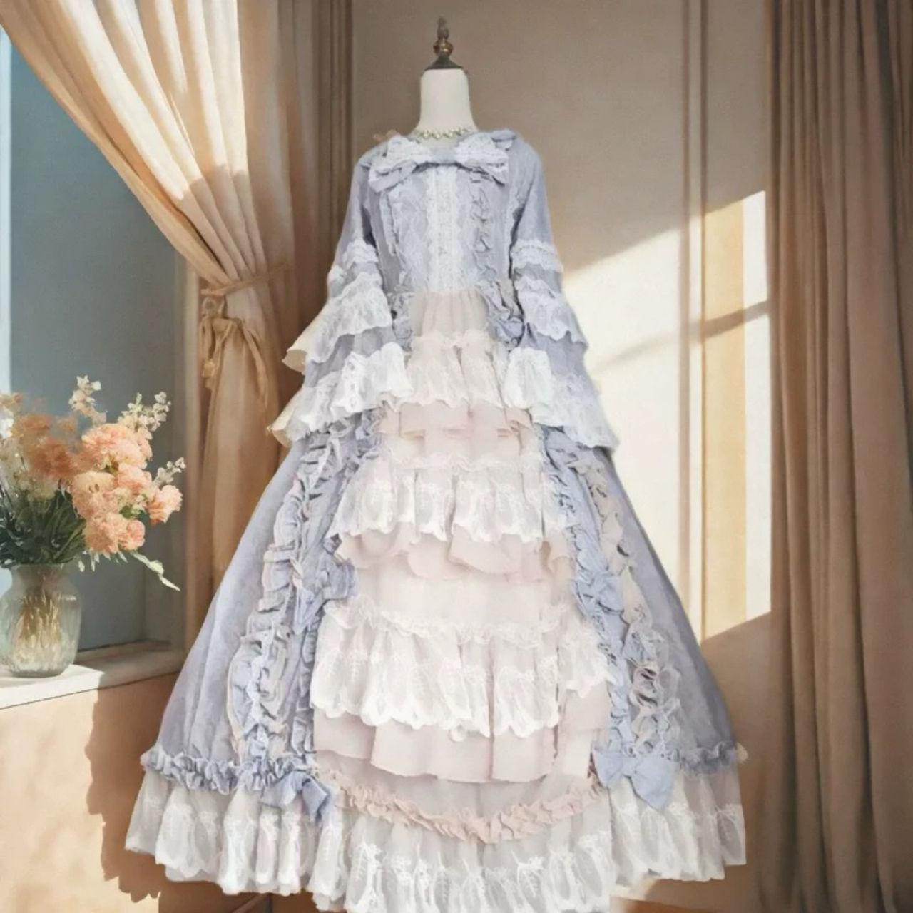 クラシカルロリータ ベルフレアスリーブプリンセスドレスワンピース