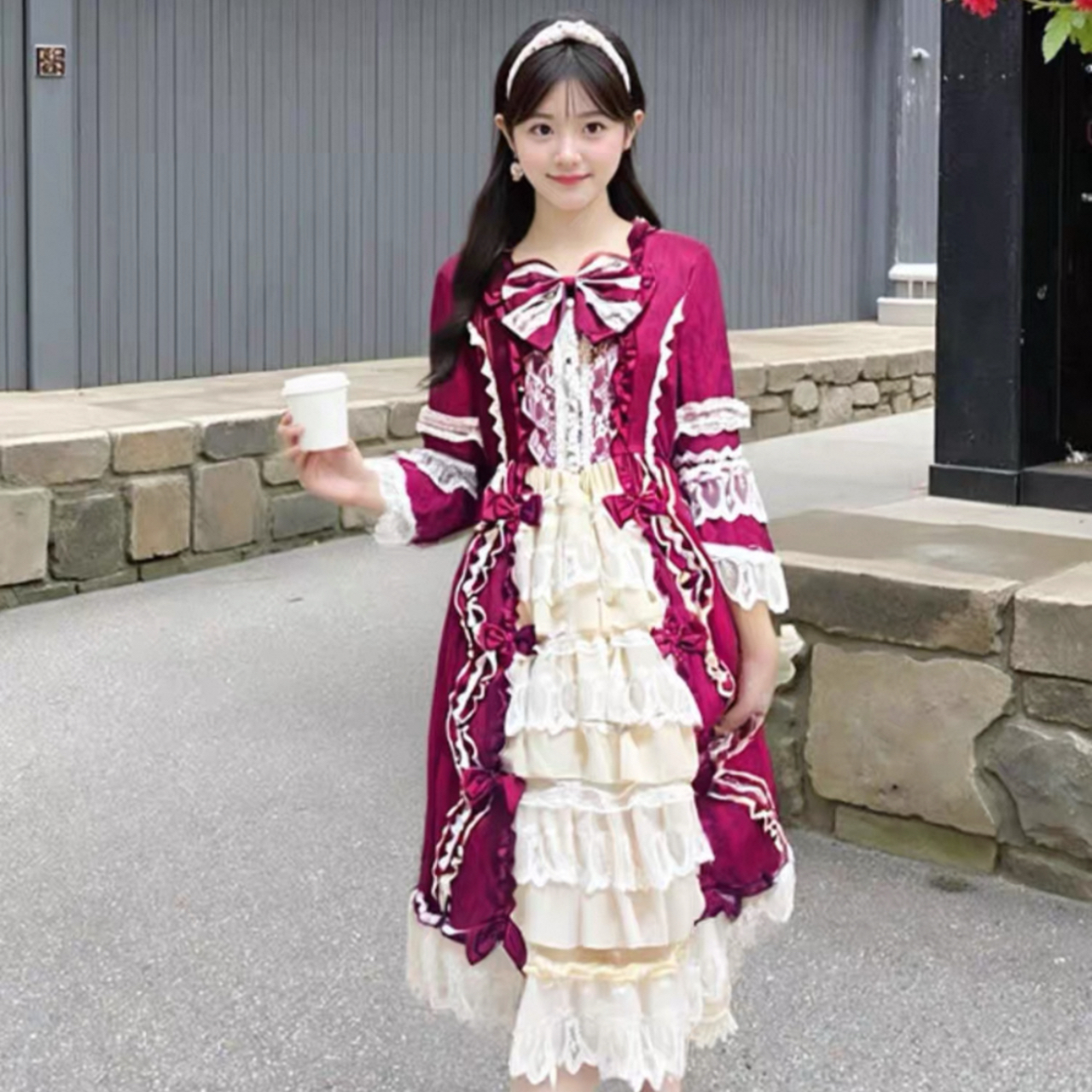 クラシカルロリータ ベルフレアスリーブプリンセスドレスワンピース