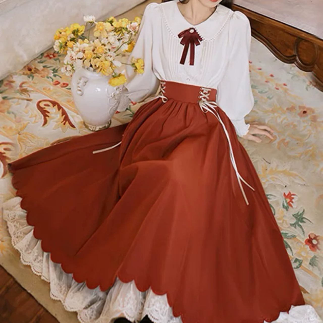 クラシカルロリータ 姫袖レース付きワンピース