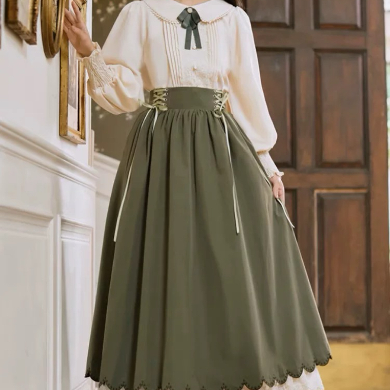 クラシカルロリータ 姫袖レース付きワンピース