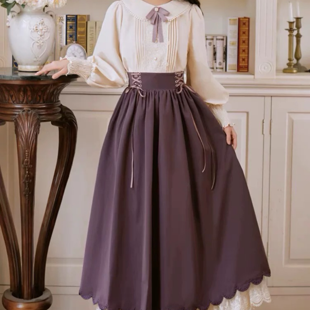 クラシカルロリータ 姫袖レース付きワンピース