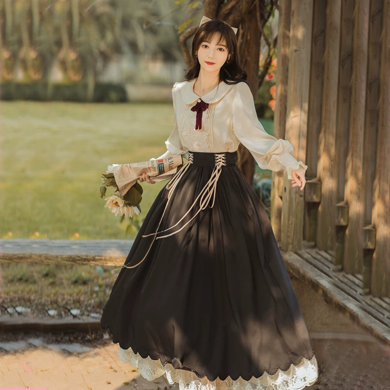 クラシカルロリータ 姫袖レース付きワンピース