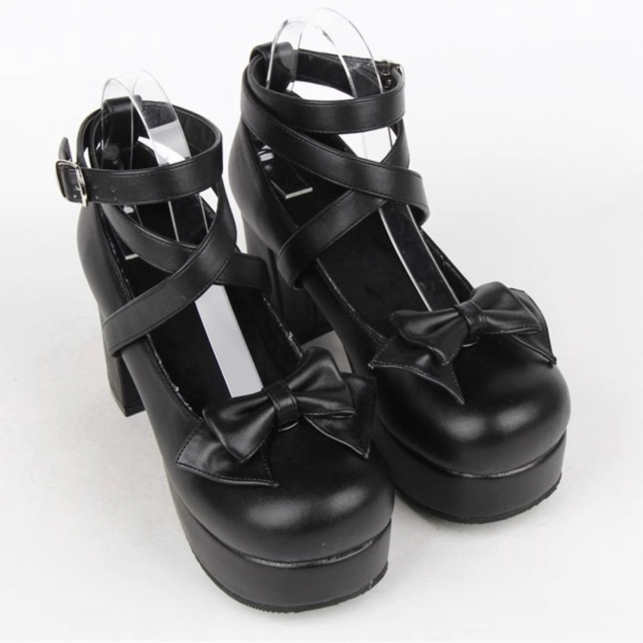 【ゴスロリ】クロスベルトヒールシューズ ロリータ靴 ロリータファッション