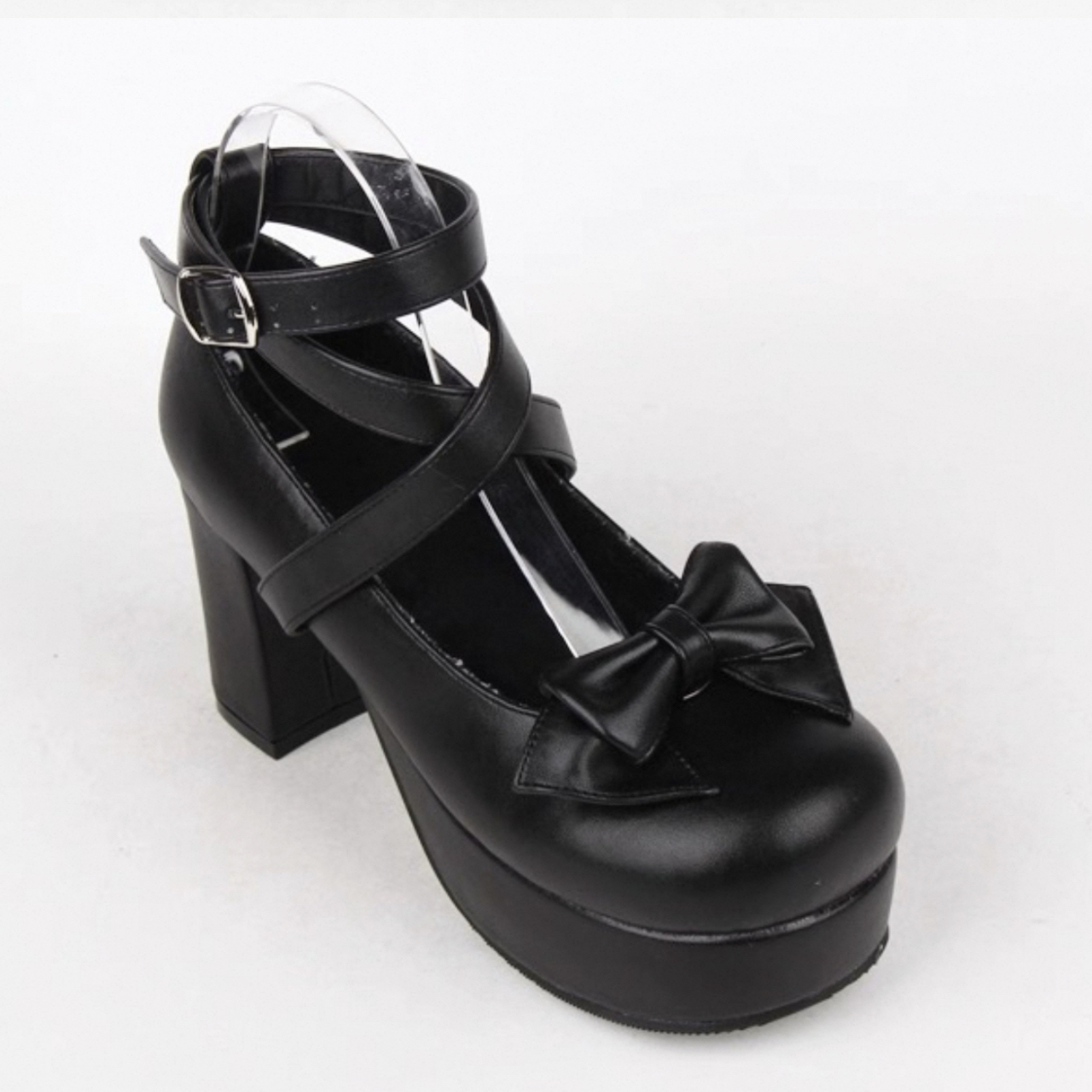 【ゴスロリ】クロスベルトヒールシューズ ロリータ靴 ロリータファッション