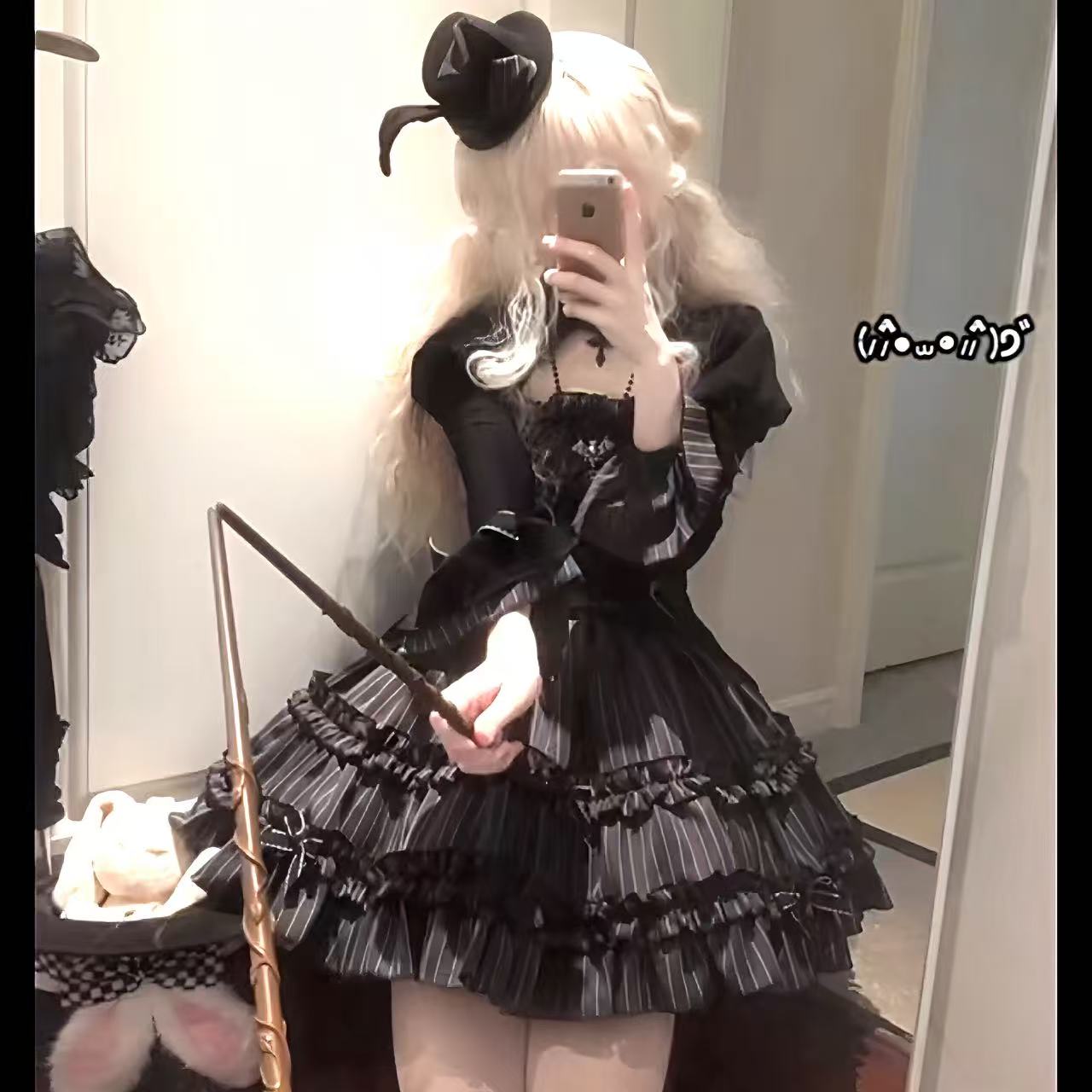 ゴスロリ フリルたっぷりゴシックロリータドレス