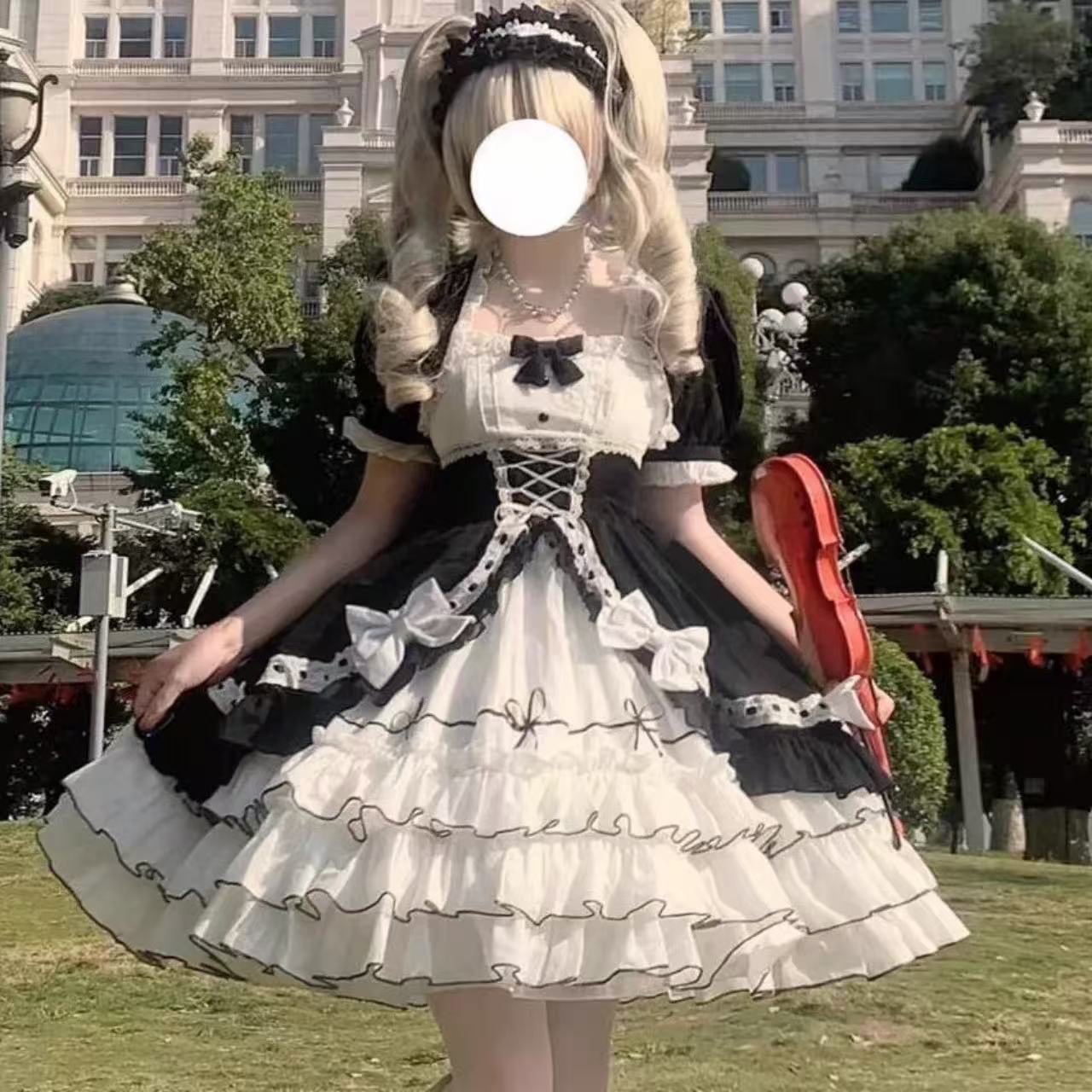 ゴスロリ 姫系フリル重ねレースワンピース