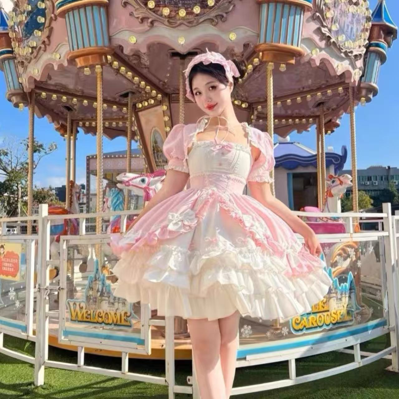 ゴスロリ 姫系フリル重ねレースワンピース