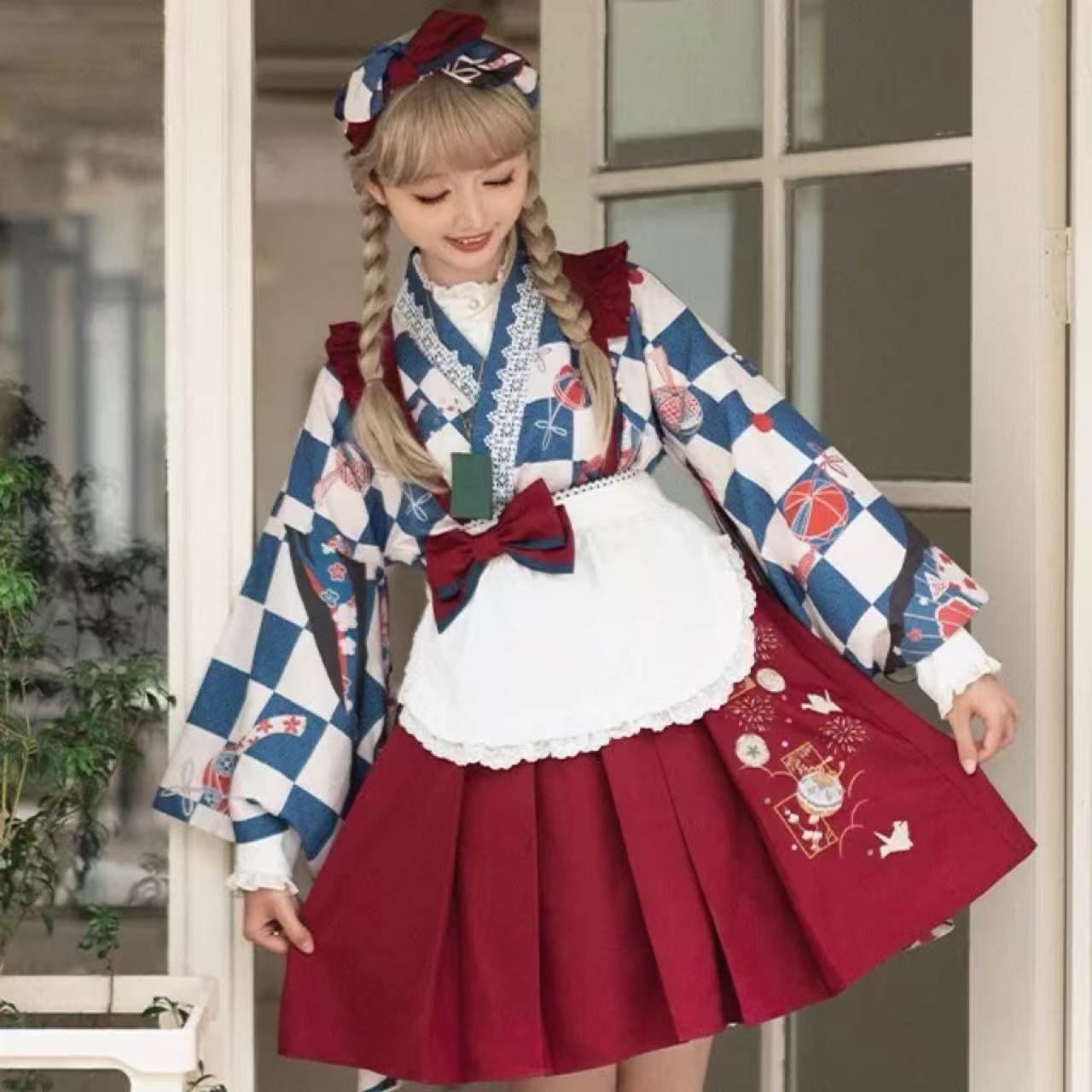 和風ロリータ 蝶舞う着物袴風ロリータ衣装