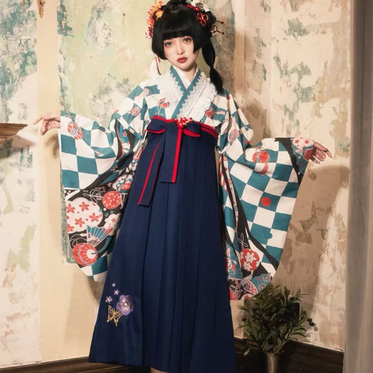 和風ロリータ 蝶舞う着物袴風ロリータ衣装