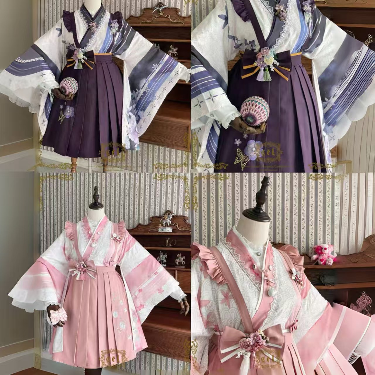 和風ロリータ 蝶舞う着物袴風ロリータ衣装