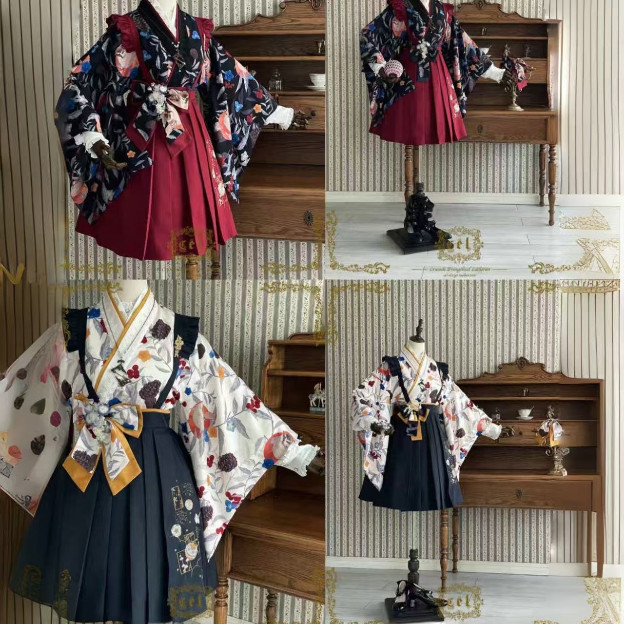 和風ロリータ 蝶舞う着物袴風ロリータ衣装