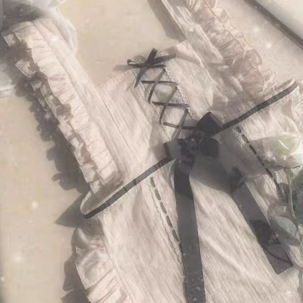 クラシカルロリータ 初心者用 ペールグリーンガーリーフリルワンピース