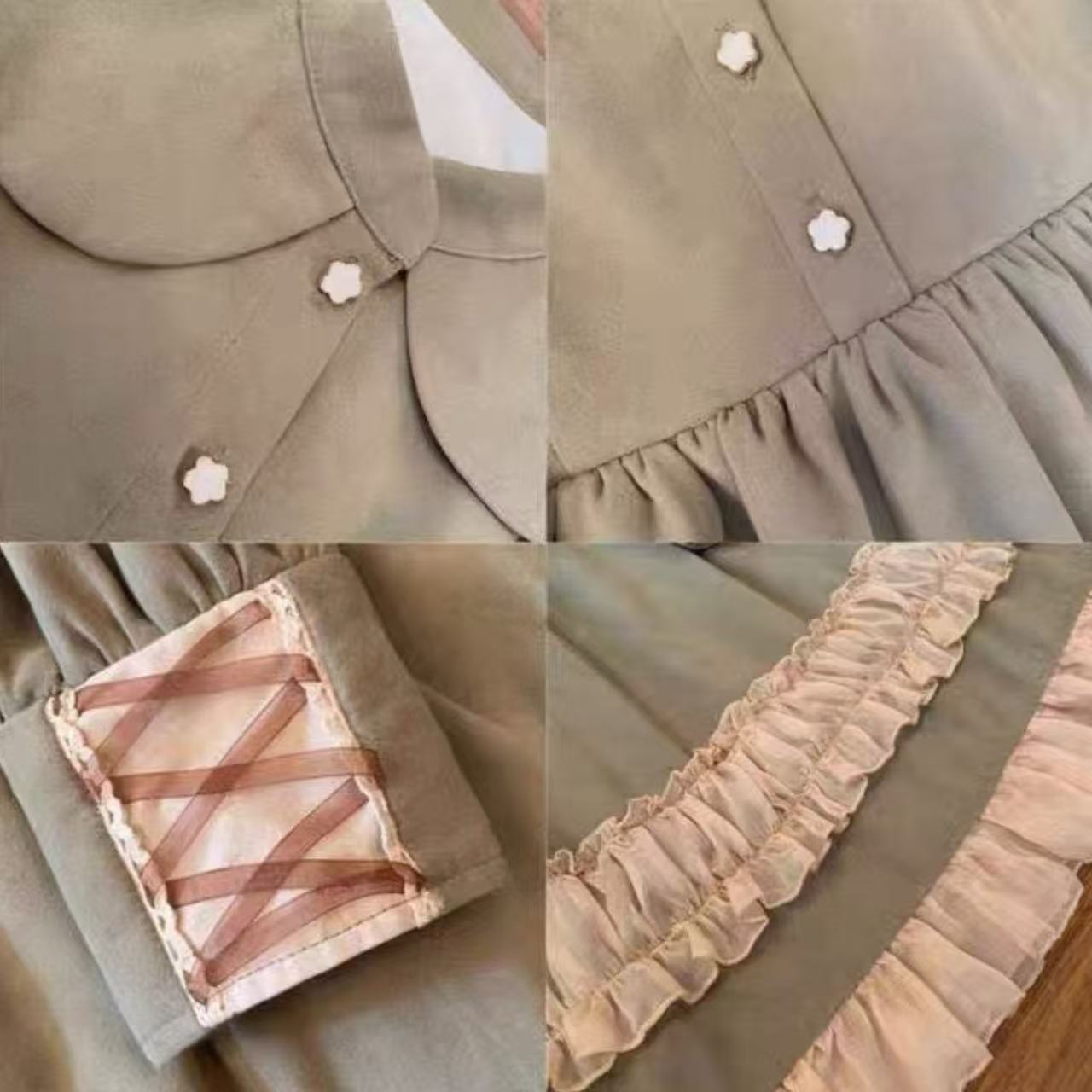 クラシカルロリータ 初心者用 ペールグリーンガーリーフリルワンピース