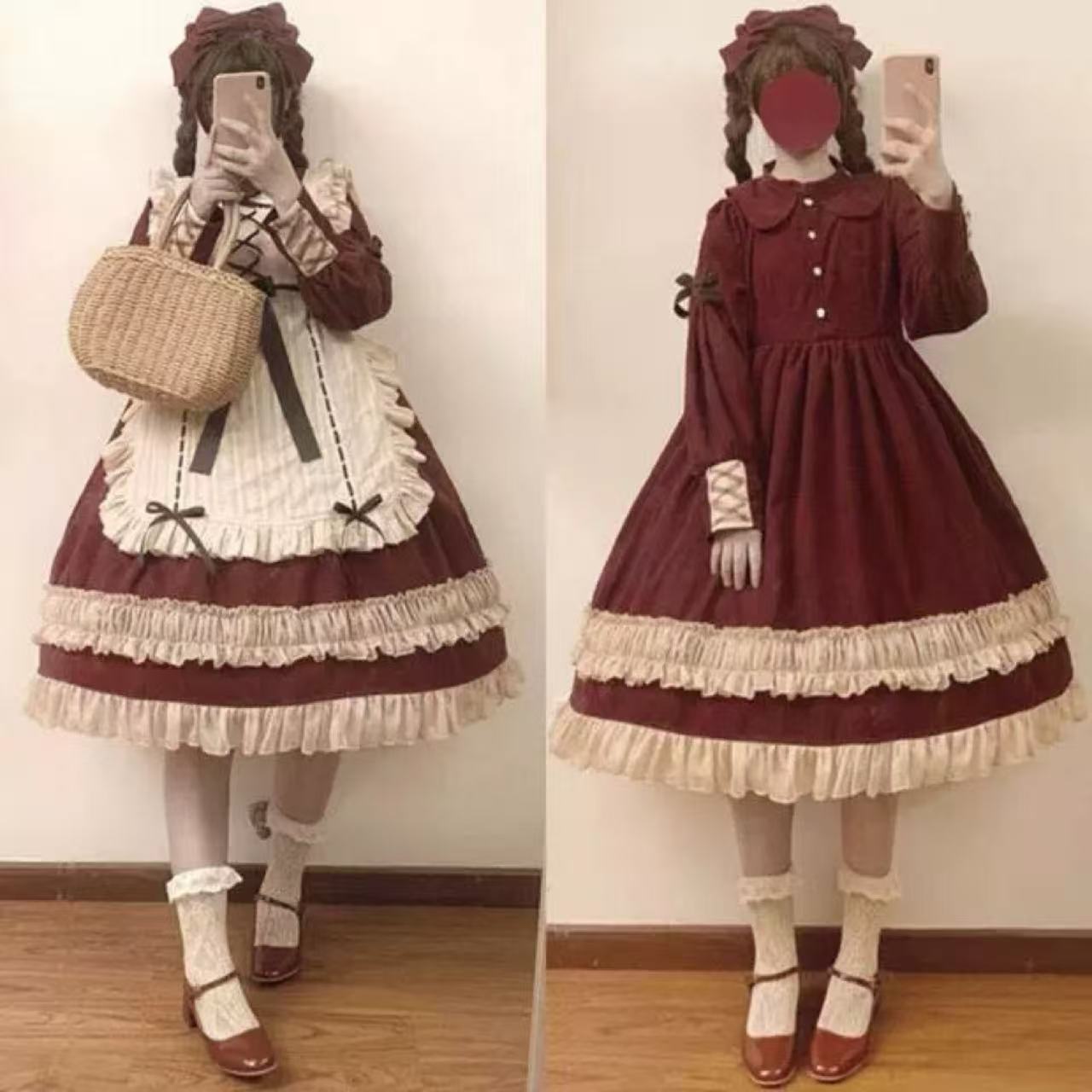 クラシカルロリータ 初心者用 ペールグリーンガーリーフリルワンピース