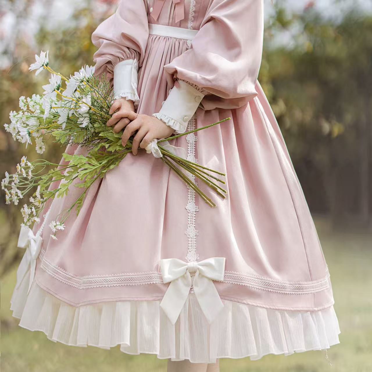 甘ロリータ 長袖パステルドレス