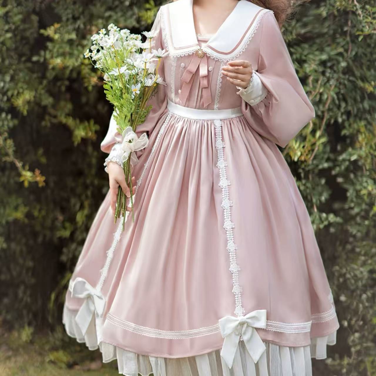 甘ロリータ 長袖パステルドレス