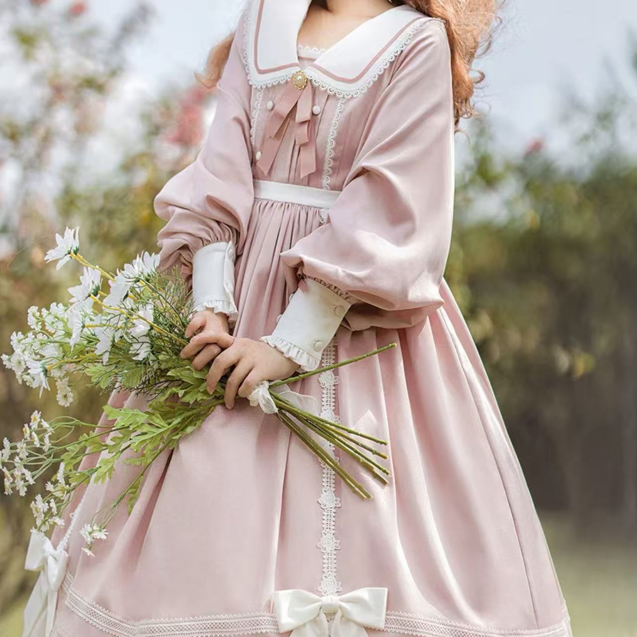 甘ロリータ 長袖パステルドレス