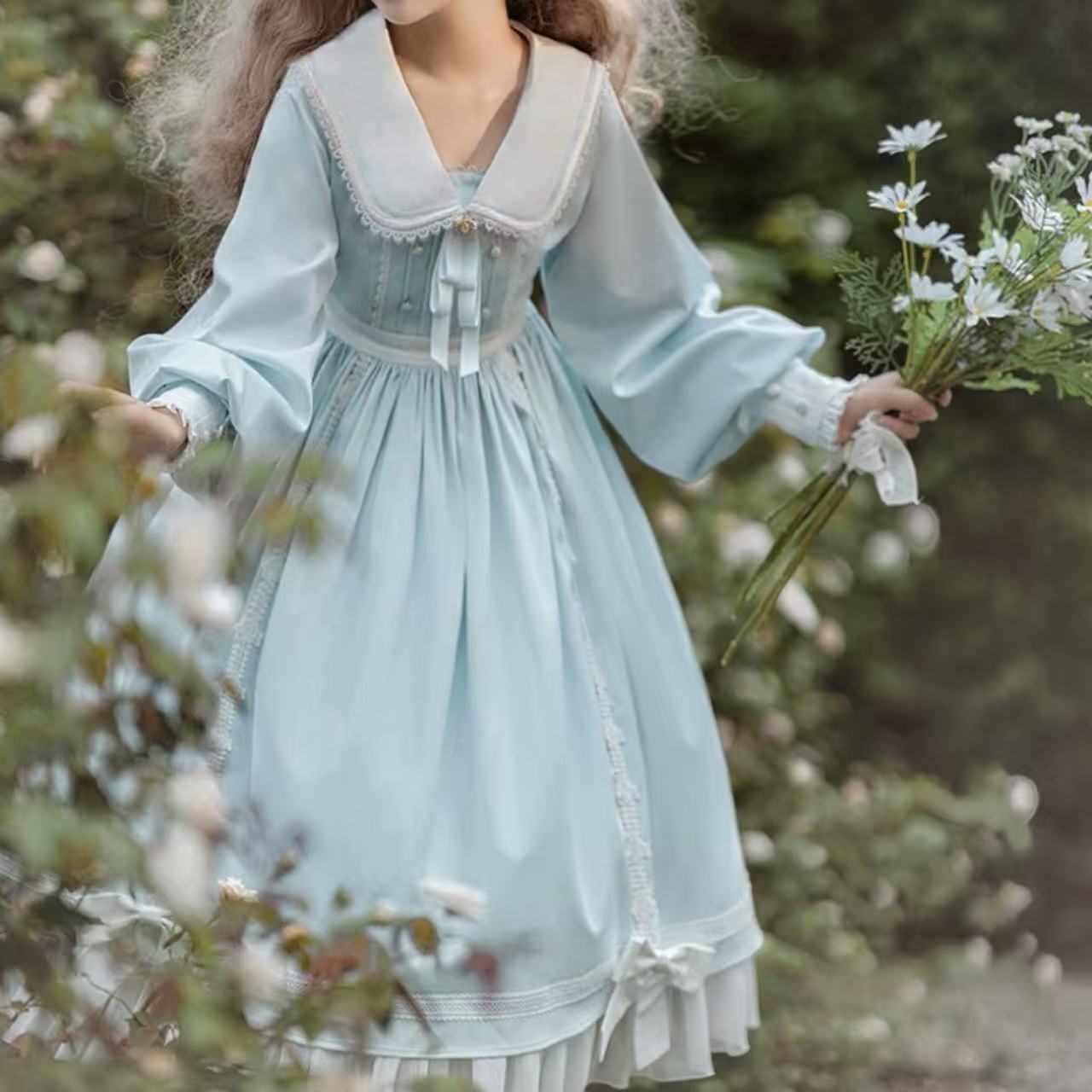 甘ロリータ 長袖パステルドレス