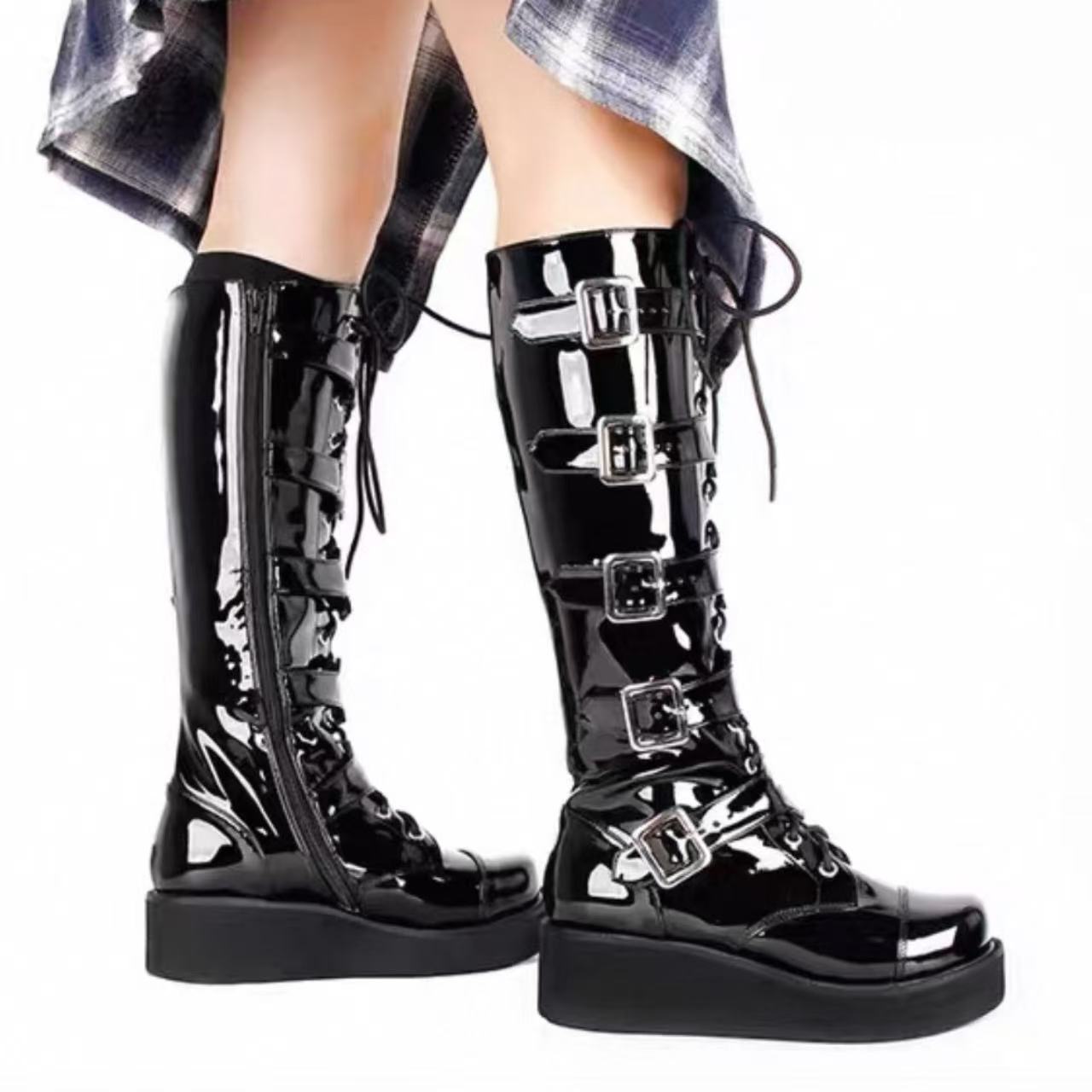 ゴスロリ パンクロングブーツ ロリータ靴