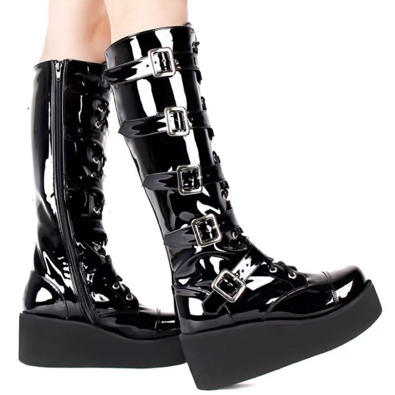 ゴスロリ パンクロングブーツ ロリータ靴