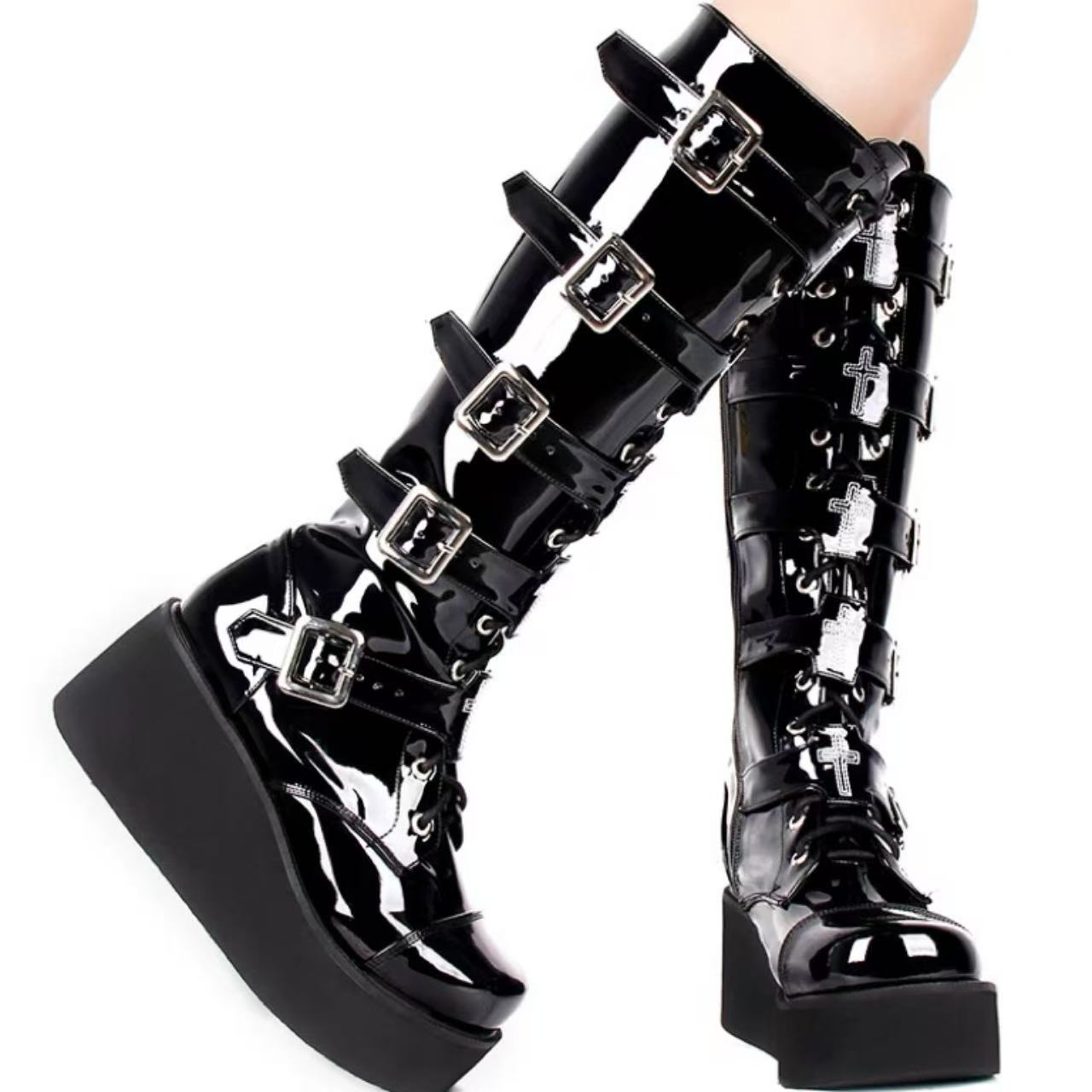 ゴスロリ パンクロングブーツ ロリータ靴
