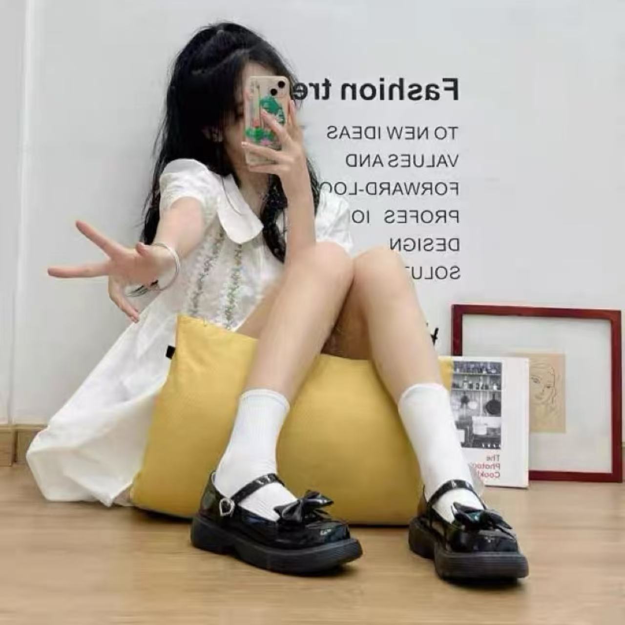 ゴスロリ リボン厚底ローファー ロリータ靴